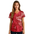 thumbnail image 4 of Dwralegc Printed Scrub Tops Women Short Sleeve T Shirts Heart Pattern V Neck Nurse Cute Tee Stretch Uniform Deep Red XL, 4 of 5