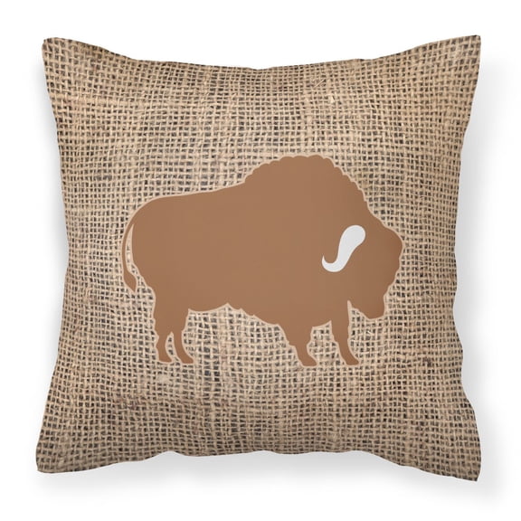Carolines Treasures BB1127-BL-BN-PW1414 Buffalo Burlap and Brown Canvas Fabric Decorative Pillow BB1127 14Hx14W