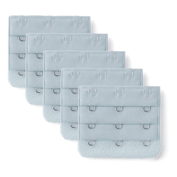 Extensores de tirantes de sujetador elásticos de 3 ganchos y 3 filas, ganchos de hebilla para banda de sujetador para mujeres, gris claro 5