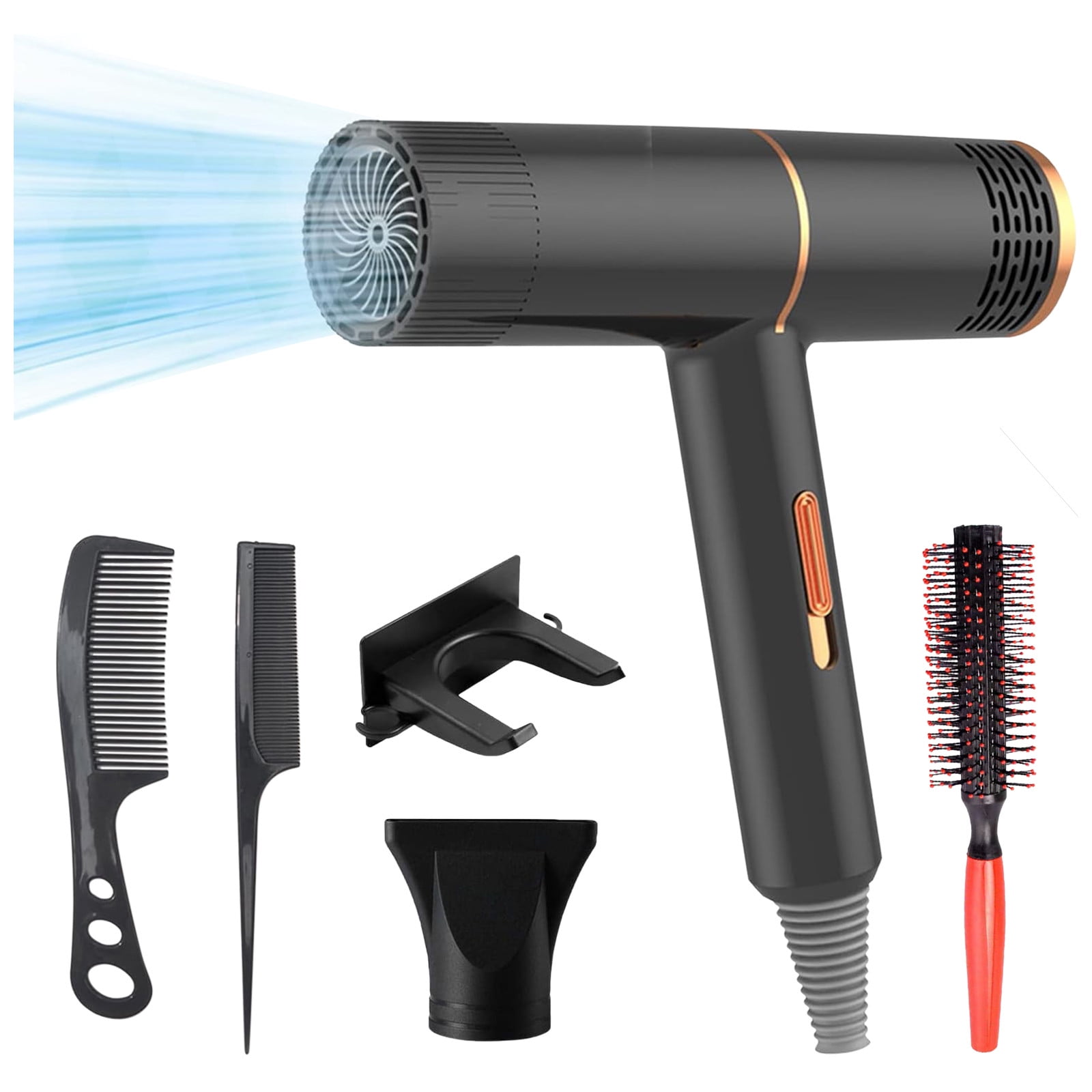 Sifdseng Electric Hair Dryer Multi Color High Power Electric Hair Dryer Home Hair Dryer Hot Wind Comb Hair Salon Blowing Comb Low Radiation Hair Dryer 3 Wind Speeds 3 Temperature
