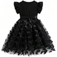thumbnail image 5 of IPIO Girls Butterfly Princess Dress, A-Line Party Outfit with Flutter Sleeves for Birthday and Special Occasions, 5 of 7