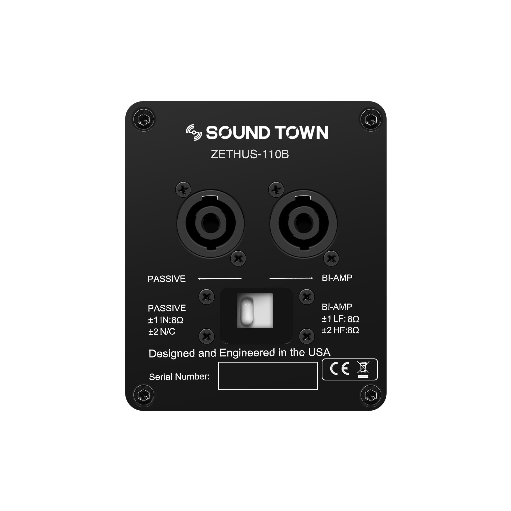 Sound Town ZETHUS Series 10” Passive Two-Way Line Array Loudspeaker, Full-Range/Bi-Amp Switchable, Birch Plywood, Black (ZETHUS-110)