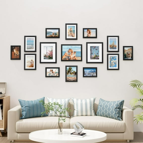 15-Pack Multi-Size Picture Frames for Wall or Tabletop Display, Gallery Frame Set with 8x10, 5x7, 4x6 Sizes, Black
