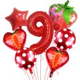 thumbnail image 1 of Kit de globos para fiesta de noveno cumpleaños con temática de fresas, 7 unidades, 1 of 1