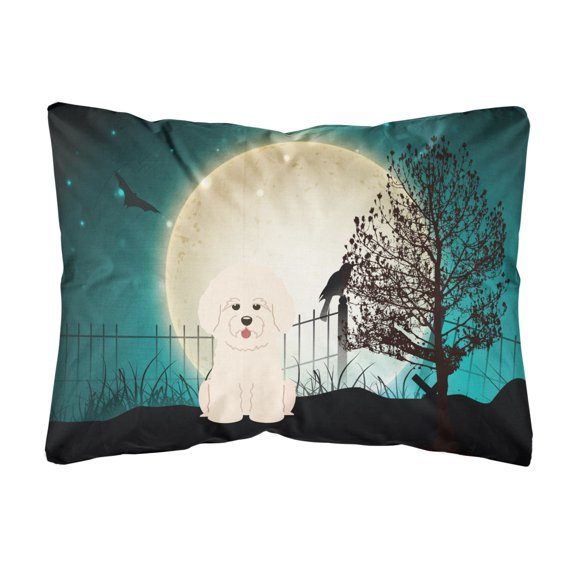 Carolines Treasures BB2265PW1216 Halloween Scary Bichon Frise Canvas Fabric Decorative Pillow, 12H x16W, multicolor