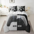 thumbnail image 2 of Manfei Grey Black Gamepad Bedding Sets Full Size, Game Console Bed in a Bag Full size, Modern Video Game Reversible Comforter Sets with Sheets, Super Cozy Room Decor, 7 Pieces, 2 of 7