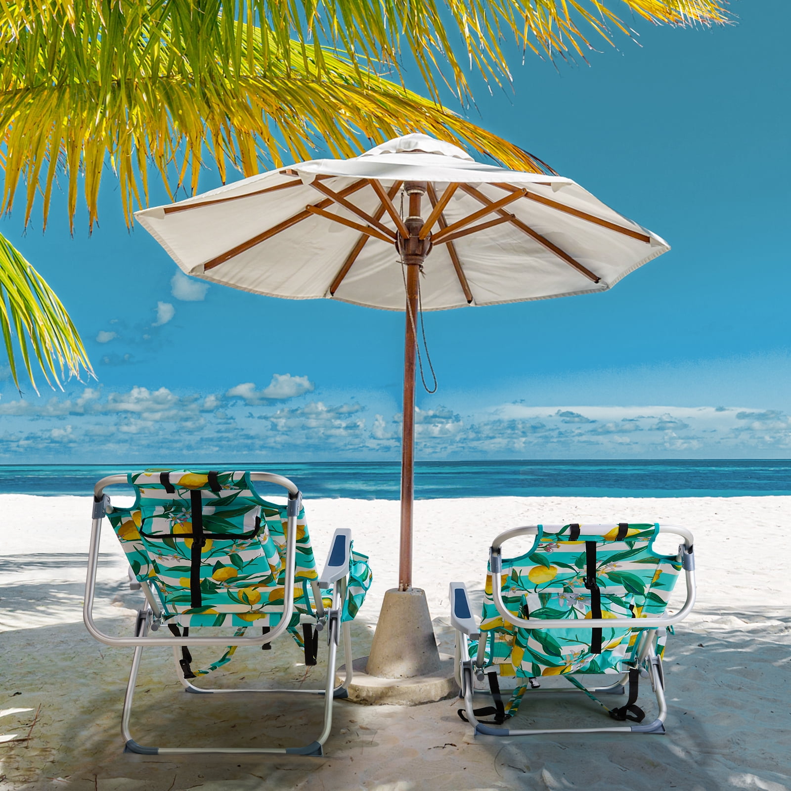 Beach Chair, Heightened Oxford Cloth Silver White Aluminum Tube Bearing Lemon 63*70*99cm