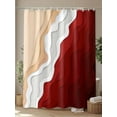 thumbnail image 4 of Fsddascl Red Coastal Beach Shower Curtain Set - 66" x 72" Washable Bathtub Curtain with 12 Hooks, Farmhouse Abstract Ocean Waves Striped Waterproof Fabric Stall Shower Curtains for Bathroom/Bathtub, 4 of 6