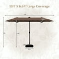 thumbnail image 3 of Gymax 13FT Double-sided Patio Umbrella w/ Solar Lights Crank Handle Umbrella Base Tan, 3 of 10