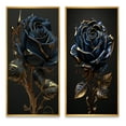 thumbnail image 2 of Designart "Vintage Blue Golden Rose I" Floral Rose Framed Wall Art Set Of 2 - Traditional Blue Framed Canvas Set For Living Room Decor, 2 of 6