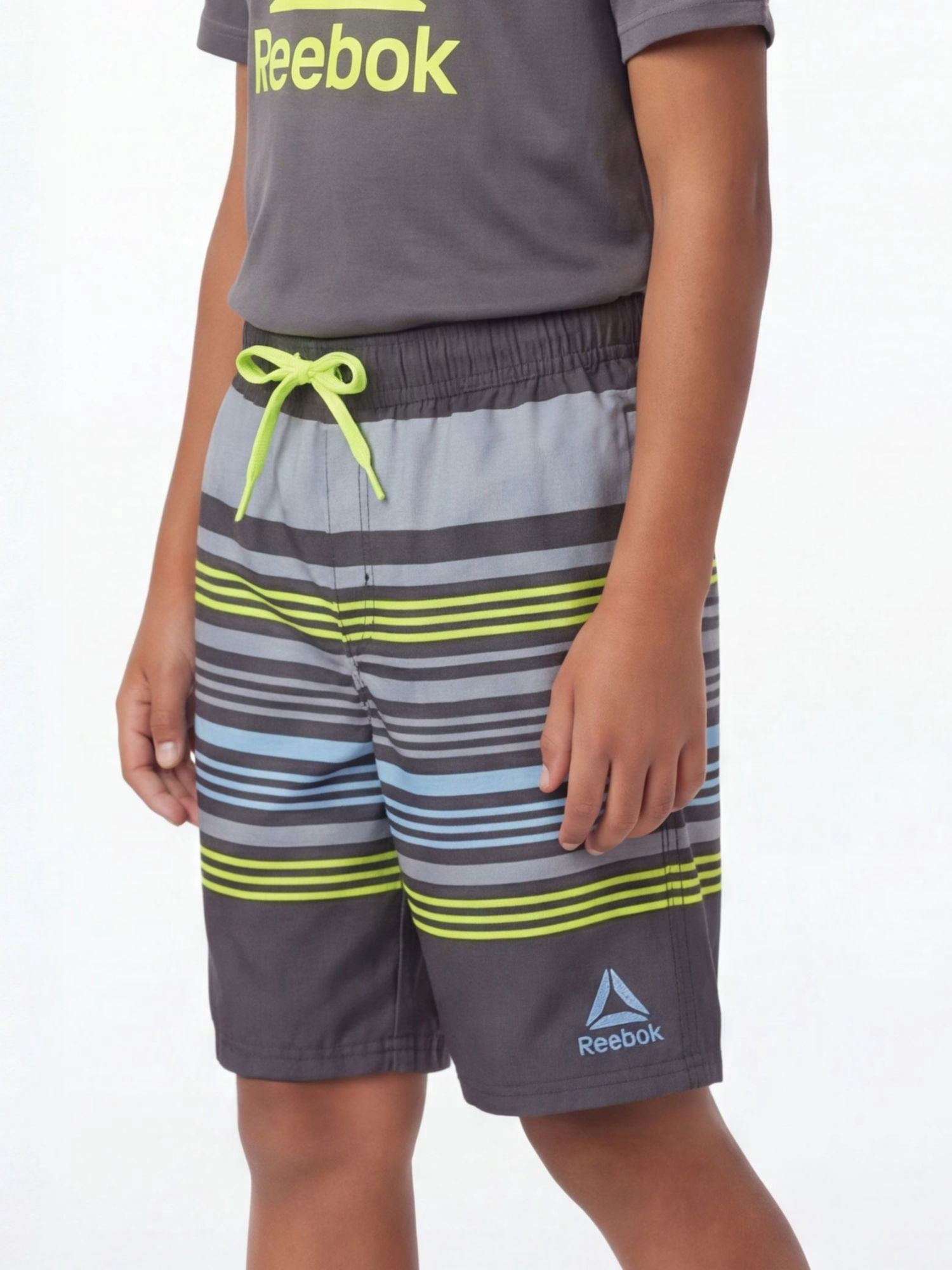 Reebok Boys Swim Trunks with Elastic Drawstring Waistband and UPF 50+ Protection, Sizes 4-18