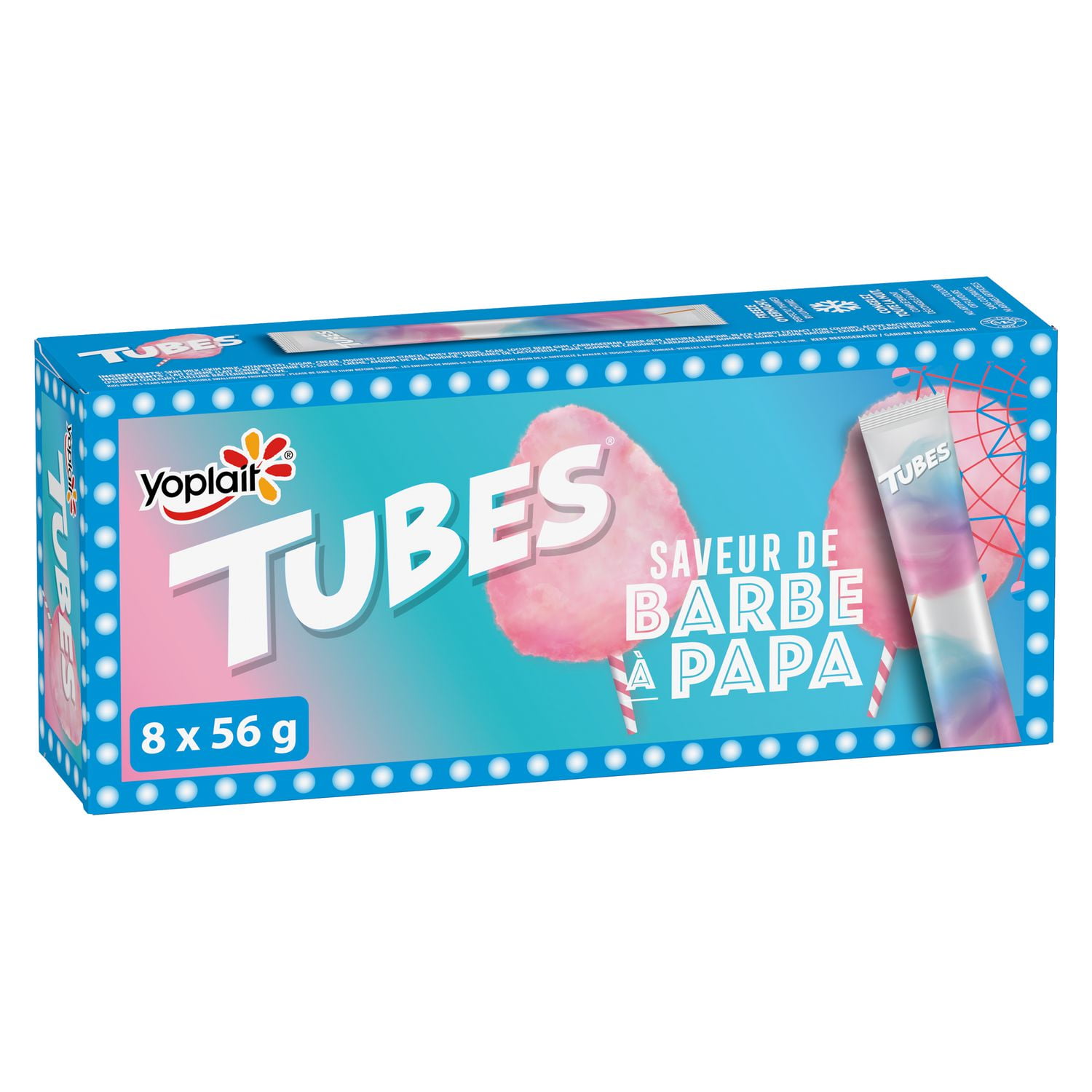 Yoplait 1% Yogurt Tubes, Cotton Candy, Kids Snacks, 56 g, 8 ct, 8 x 56 g