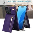 thumbnail image 5 of Dteck for iPhone 16 Pro Case, Shockproof Magnetic Protective Zipper Pocket Purse Handbag Shoulder Strap Stylish Protective Cover, Purple, 5 of 9