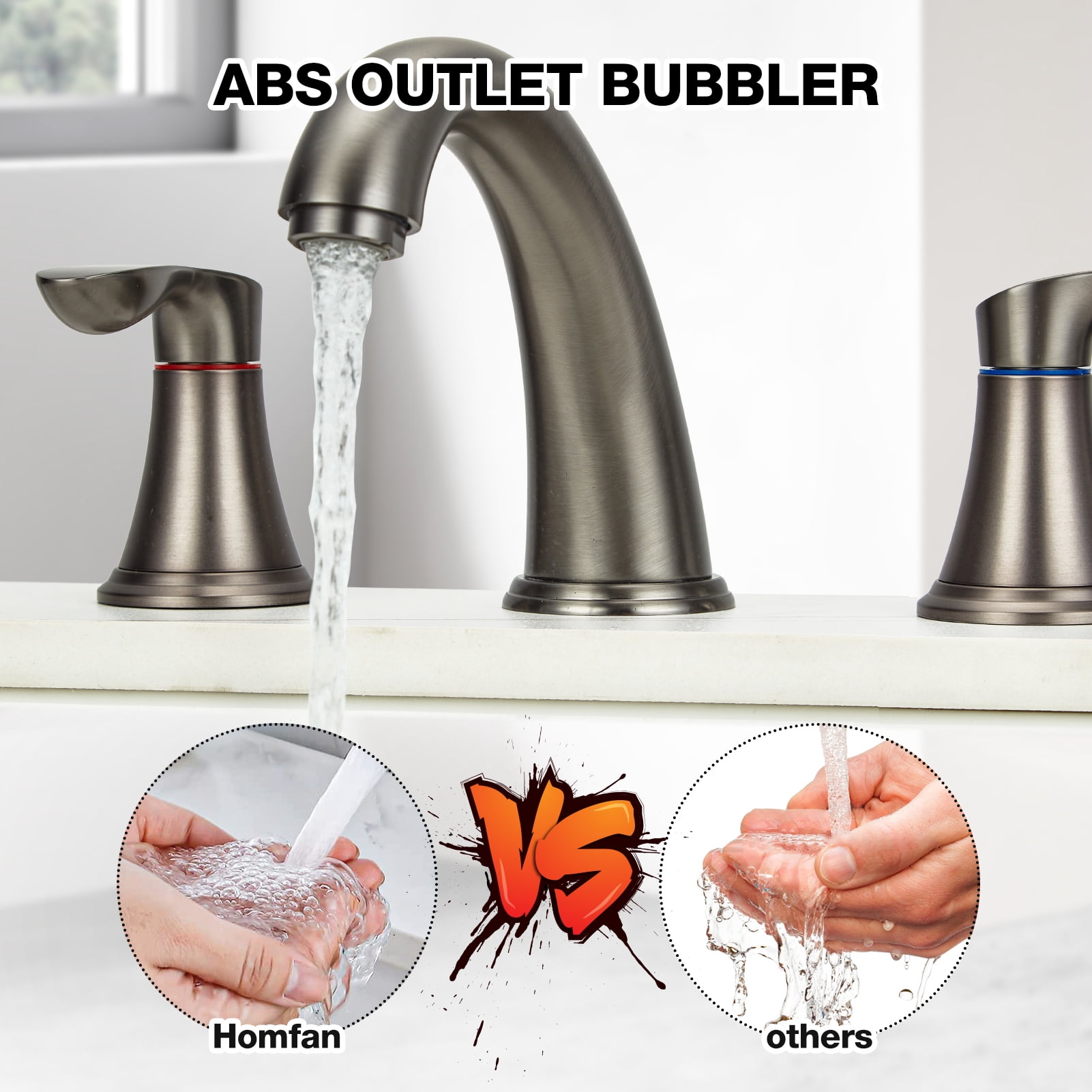 Bathroom Faucets for Sink 3 Hole, Faucet for Bathroom Sink, Widespread Bathroom Sink Faucet with Pop-up Drain and Supply Lines, for Bathroom Sink Vanity RV Farmhouse Sink