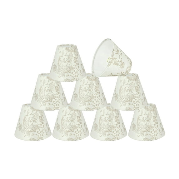 Aspen Creative 32124-9 Small Hardback Empire Shape Chandelier Clip-On Lamp Shade Set (9 Pack), Transitional Design in Off White, 6" bottom width (3" x 6" x 5")
