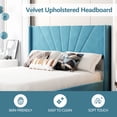 thumbnail image 4 of uhomepro Blue Queen Bed Frame with Velvet Upholstered Headboard, Modern Platform Bed Frame for Adults Teens, Bedroom Furniture w/ Wood Slats Support, Need Box Spring, 4 of 9
