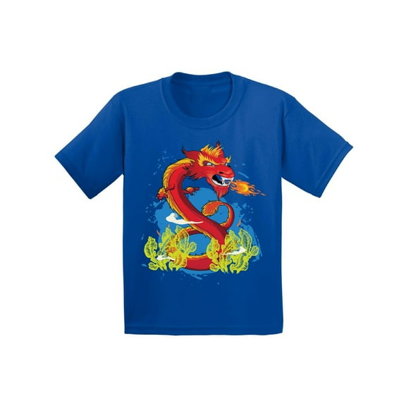 Boys Graphic Tees - Brave Dragon T-Shirt for Youth
