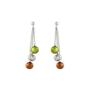 Women's Honora 8-9 mm Dark Multicolor Freshwater Cultured Ringed Pearl Chain Drop Earrings in Sterling Silver