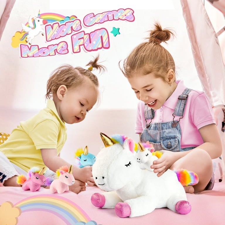 Unicorn Stuffed Animals Set for Girls Ages 3-8, Soft Plush Toys