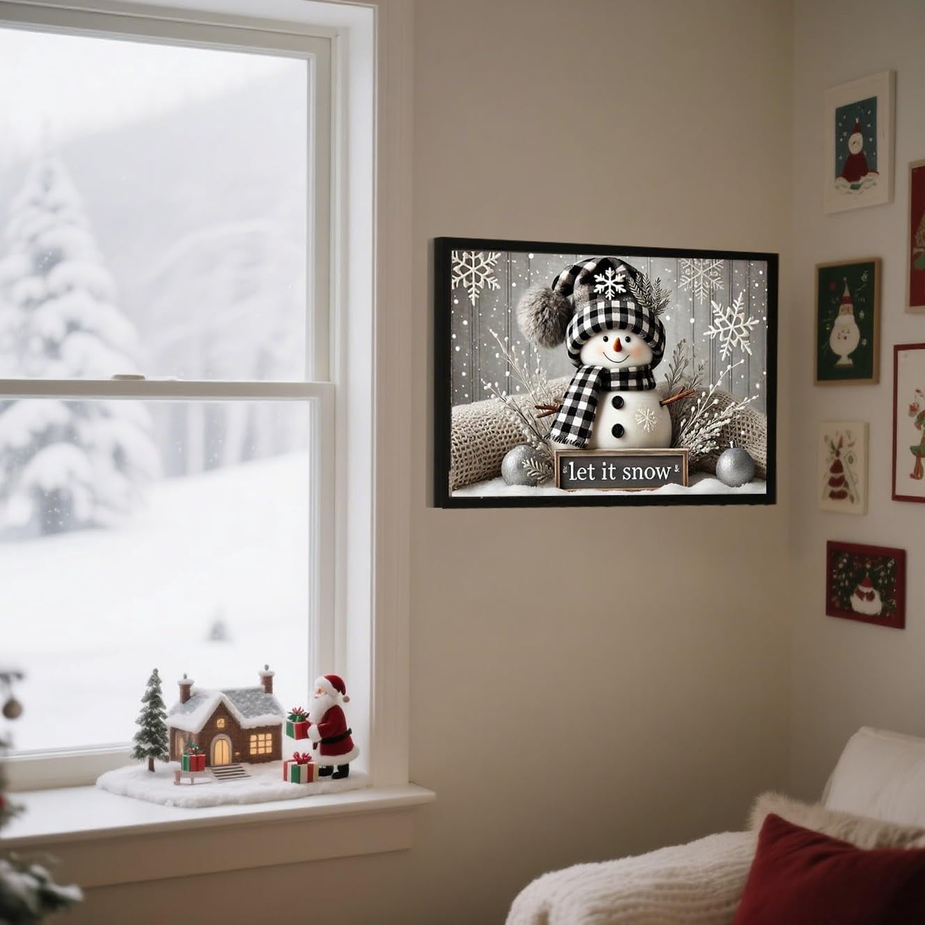 Winter Cute Snowman Diamond Art Kits for Adults - Christmas 5D Diamond Painting Kits Full Drill Crystal Rhinestone Gem Art Craft Kits for Home Wall Decor 16X20Inch