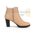 thumbnail image 3 of BLISSFUL STEP Platform Block Heel Buckle Ankle Boots for Women Nude 6.5, 3 of 4