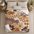 thumbnail image 5 of Retro Halloween Fall Floral Amoeba Shapes Checkerboard Pumpkin, Festive Pet Portrait Pattern, Warm Flannel Blanket for Living Room and Bedroom, Cat Lovers Halloween Gift, Pet Lover Home Decor, 5 of 9
