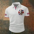 thumbnail image 2 of Telankuip British Celebration Flag Print Polo Shirts for Men Classic Lapel Button Short Sleeve Pullover Top Summer Soft Comfy Breathable Waffle Tee for Business Leisure Wear 7-White M, 2 of 3