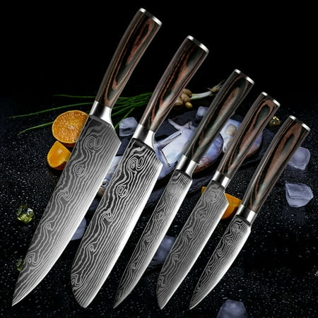 

Professional Kitchen Chef Knife Set High-Carbon Stainless Steel Chef Knife Set with Cover 5 Piece Knifes set