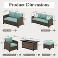 thumbnail image 5 of Sophia & William 7 Pieces Wicker Patio Furniture Set 9-Seat Outdoor Conversation Set with 56" Fire Pit Table, Blue, 5 of 10