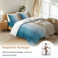thumbnail image 7 of Brown Blue Bedding Duvet Cover Set Queen Size 4 Pieces Gradient Wood Grain Farmhouse Retro Striped Bedding Set with Zipper Closure, 1 Comforter Cover 90x92 Inches 1 Flat Sheet & 2 Pillow Cases, 7 of 7