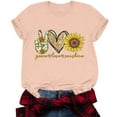 thumbnail image 4 of Honeeladyy Sales Women Peace Love Sunshine Letter Shirt Summer Short Sleeve Top Sunflower Print Casual Crewneck T-Shirt Soft Blouse Tee, 4 of 6