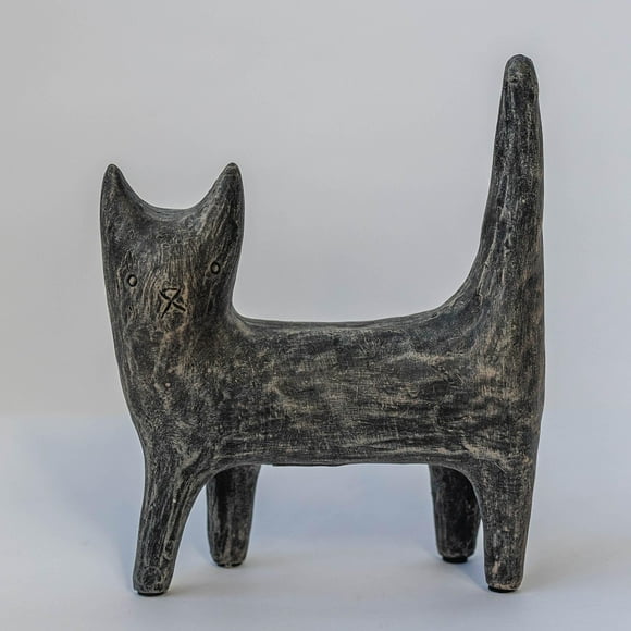 Set of 4 Primitive Look Ceramic Cat Figurine