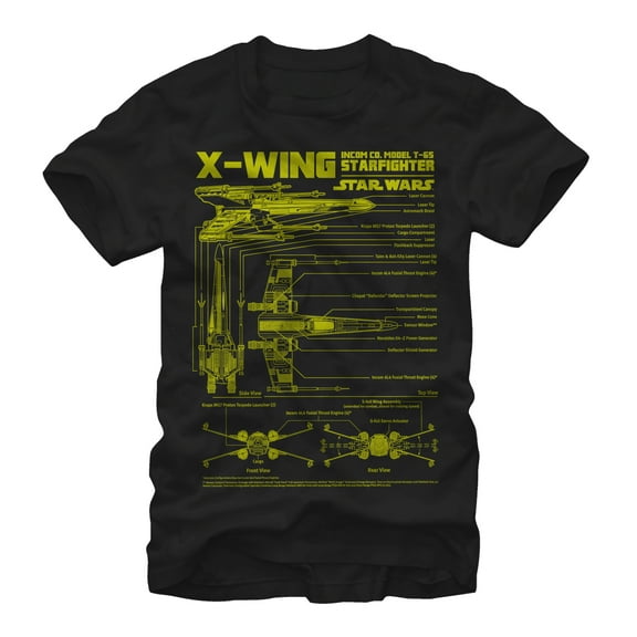 Men's Star Wars X-Wing Schematics Graphic Tee Black Small