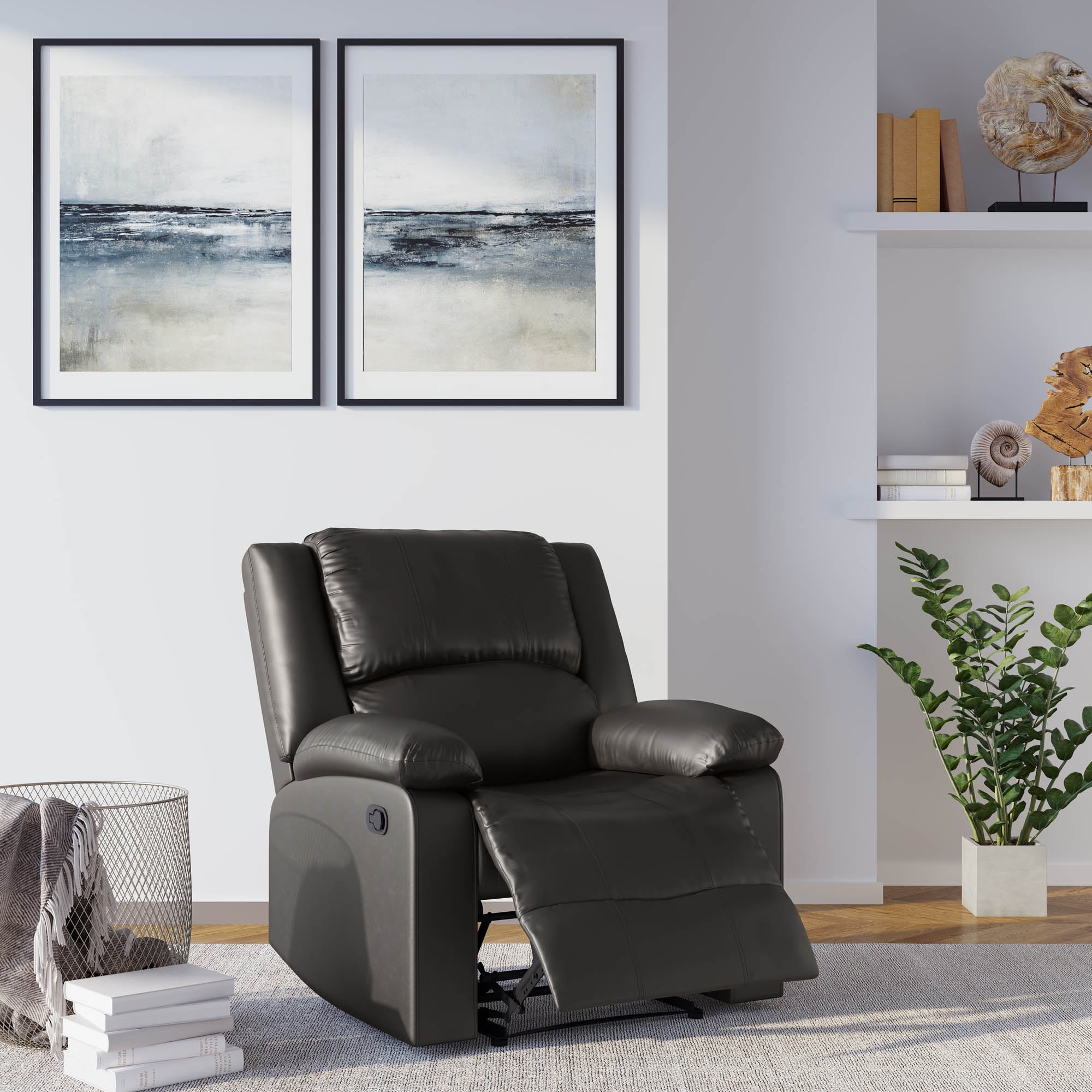 Relax-A-Lounger Warren Faux Leather Manual Recliner, Java