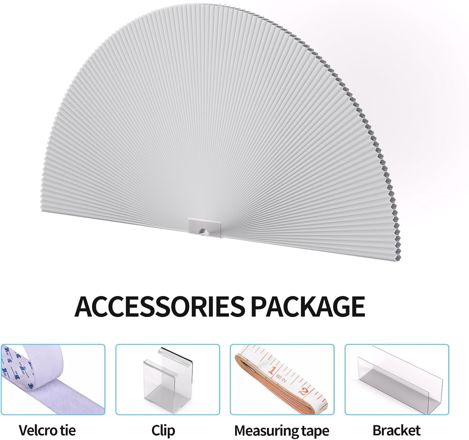 Arch Window Shades Half Circle Blackout Cellular Shades Cordless No Drill Blinds for Windows Half Moon Honeycomb Fabric No Tools Room Darkening Shades Easy Install (1PCS White 72" W X 36" H)