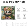 thumbnail image 5 of Throw Pillow Cover Sloth Cute Cartoon Animal Botanical Art Flower Nature Smile Summer Wild Square Pillow Case Cushion Cover for Home Car Decorative Cotton Linen, 5 of 5