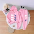 thumbnail image 2 of QQAMB Cute Toddler Girls Sweatsuit - Casual Heart Print Kids Fall Clothes Set Hoodie Sweatshirt Pants Spring Outfits, 2 of 6