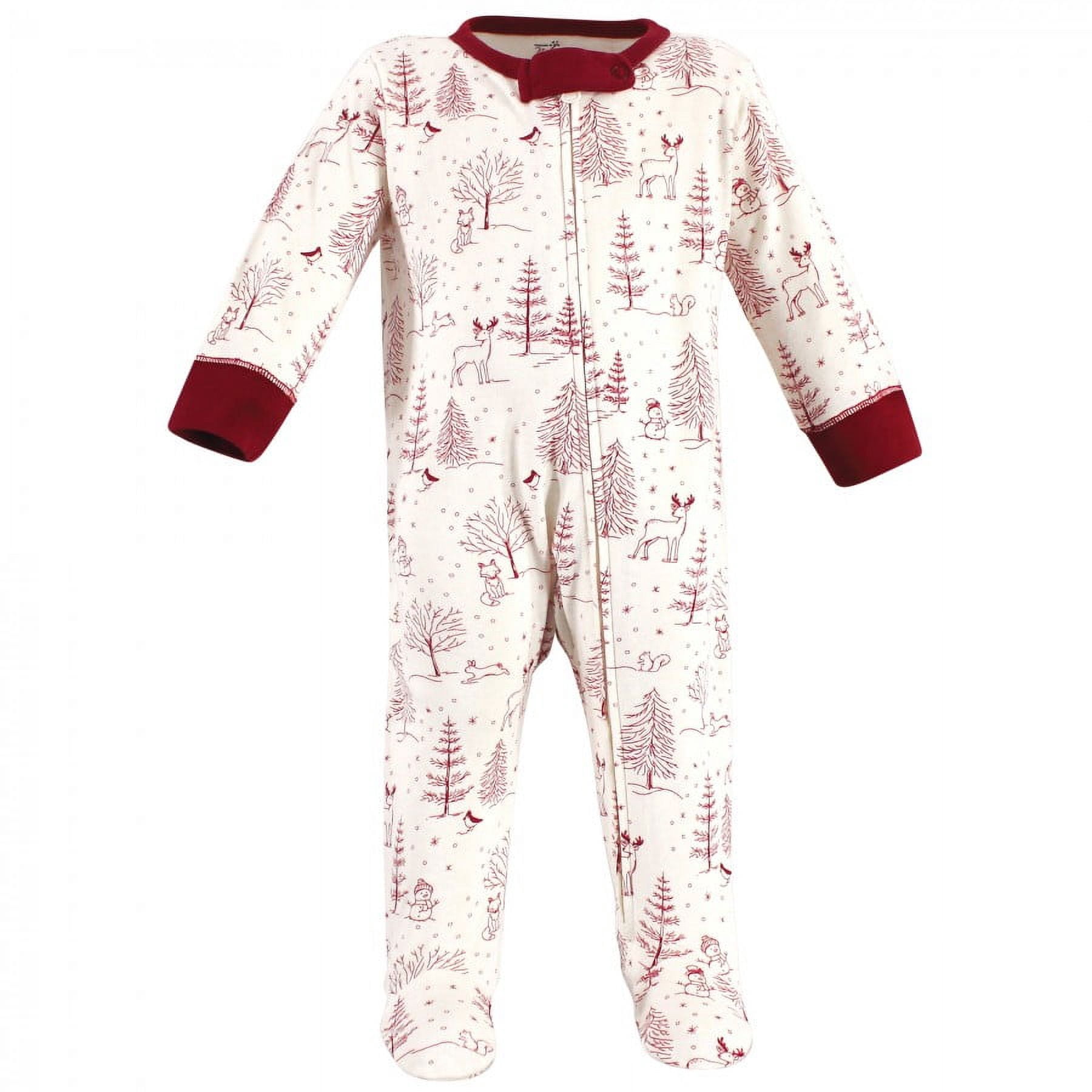 Touched by Nature Baby Organic Cotton Zipper Sleep and Play 3pk, Winter Woodland, 0-3 Months