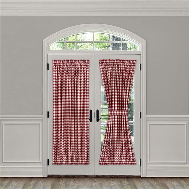 54 x 72 in. Polyester Light Filtering Buffalo Check Rod Pocket Curtain Panel, Burgundy