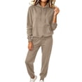 thumbnail image 2 of MLCDZ Fall Two Piece Sweatshirt Sets for Women Casual Long Sleeve Hooded Drawstring Hoodies and Elastic Cuff Sweatpants with Pockets Lounge Matching Set, 2 of 8