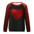 thumbnail image 4 of Womens Valentines Sequin Tops Love Heart Graphic Valentine's Day Womens Sparkling Graphic Tee Long Sleeve Cute Hearts Shirt Tops(Red,XXL), 4 of 4