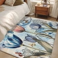 thumbnail image 5 of Blue Purple Tulip Area&nbsp;Rug 4x6ft Retro Watercolor Flower Leaf Butterfly Roman Clock Non-Slip&nbsp;Washable Square&nbsp;Rugs Soft Felt Indoor Floor Mat for Bedroom Kitchen Living Room Bathroom, 5 of 9