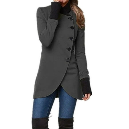 

Women Solid Color Single Breast Coat Comfortable and Charming Top Suitable for Friends Gathering Wear L Gray