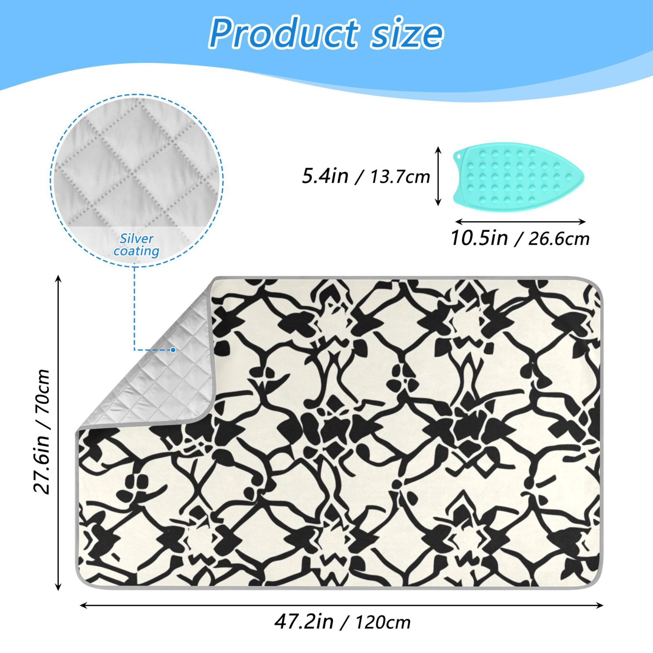 Geometric Floral Prints Ironing Mat Blanket for Table Top Travel Portable Ironing Board Pad 47.2x27.6 Inch