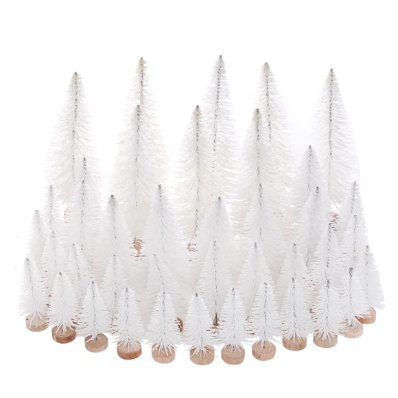 Mini árbol de Navidad Yookat para decoración navideña, 40 unidades, color blanco