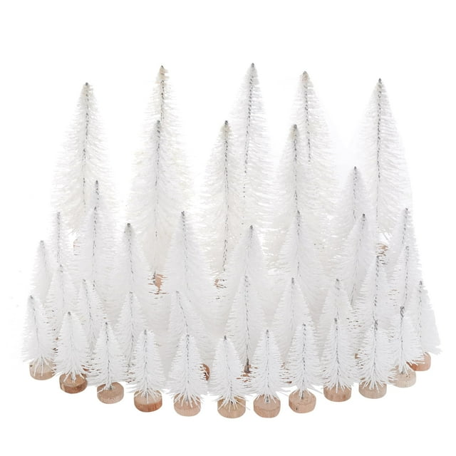 Mini árbol de Navidad Yookat para decoración navideña, 40 unidades, color blanco