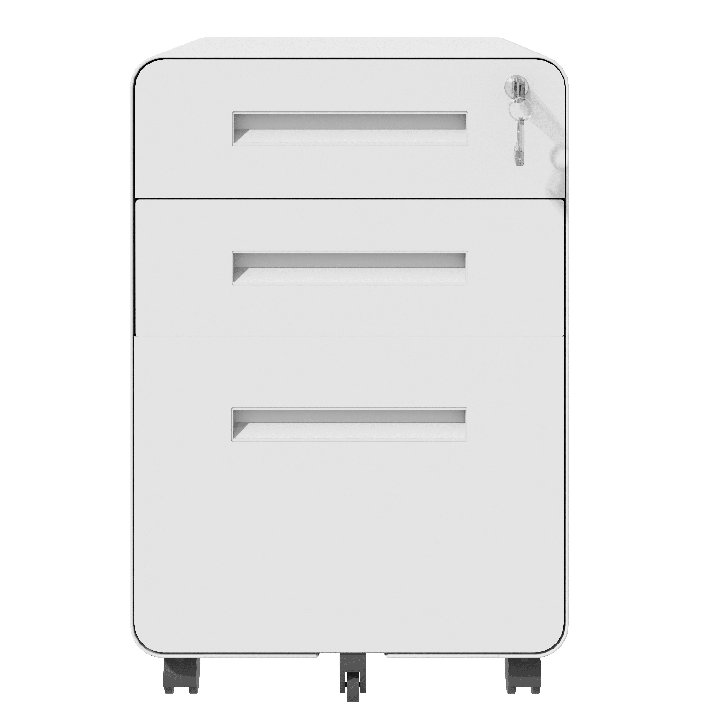 3-Drawer Wide Mobile File Cabinet with Lock, All-Steel Metal Storage Cabinet on Casters, for Home & Office,White, Fully Assembled, Holds A4/Letter Files, 110lbs/Drawer