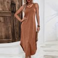 thumbnail image 5 of Women's Casual Tank Maxi Dress, Sleeveless Crewneck Summer Long Sundress with Side Slit, Comfy Loose Fit A-Line Beach Dress, 5 of 8