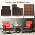 thumbnail image 6 of Costway 3 PCS Rocking Bistro Set with Removable Cushions & Tempered Glass Top Coffee Table Red, 6 of 10