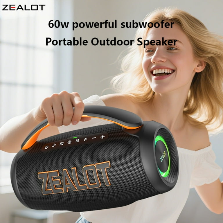 ZEALOT P12, Portable Bluetooth Speaker with Lights, 60W